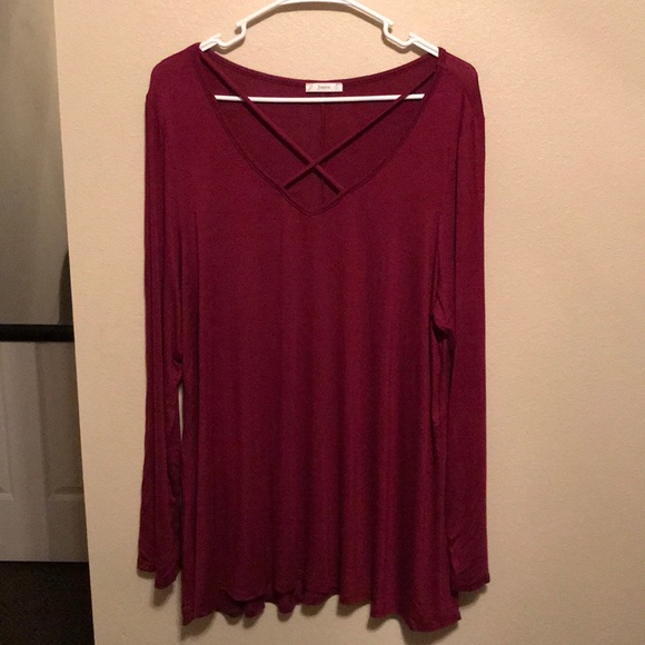 Maroon Criss Cross Shirt - Picture 1 of 3